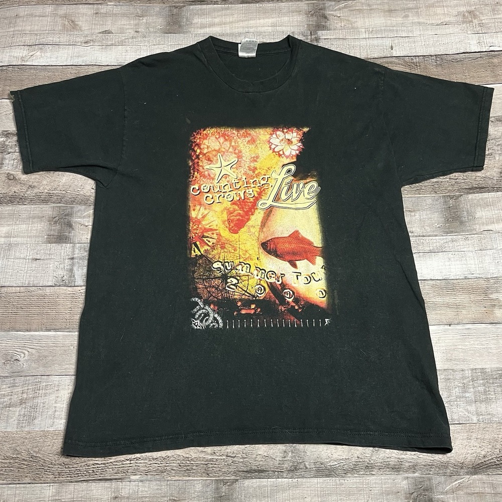 Counting Crows Shirt Size XL Black Vintage 2000 Rock Band Tee Local Crew